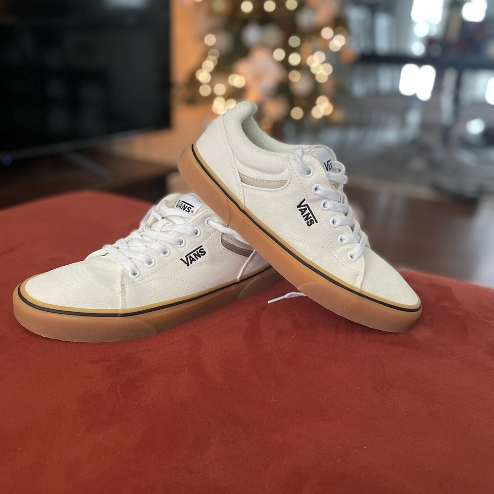 Men’s Cream Canvas Sneakers with Tan Sole